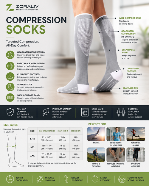 Recovery Compression Socks for Travel, Work and Everyday Comfort