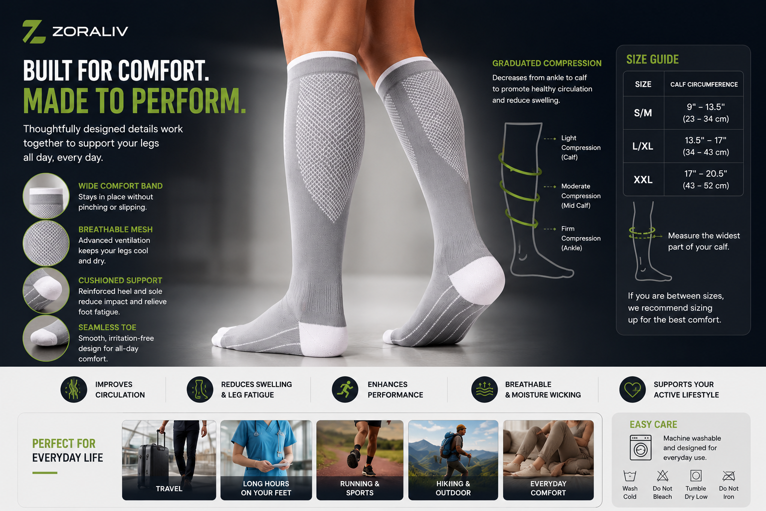 Recovery Compression Socks for Travel, Work and Everyday Comfort